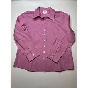 Talbots women's wrinkle resistant button up shirt size 14 long sleeve pink